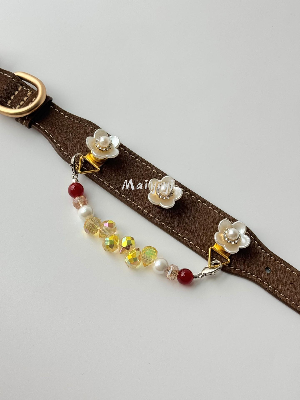 Elegant Garden Party Dog Collar with Detachable Crystal Chain