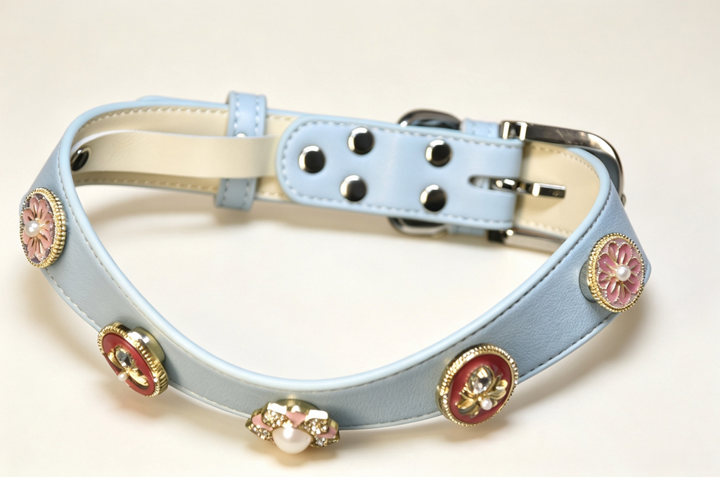 Vintage Gem Pearl Dog Collar, Luxury Royal‑Style Pet Collar