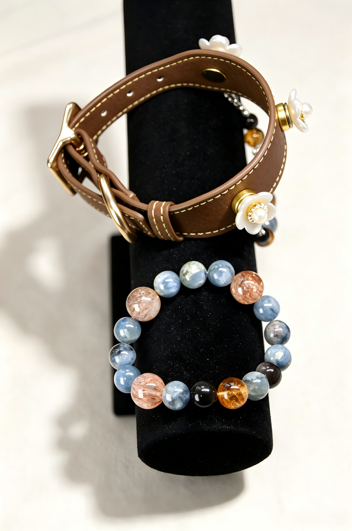 Vintage Floral Pet Collar & Matching Human Bracelet Set
