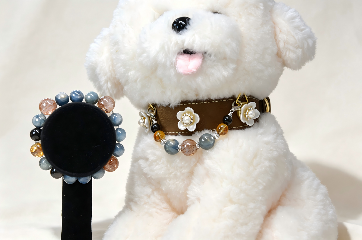 Vintage Floral Pet Collar & Matching Human Bracelet Set