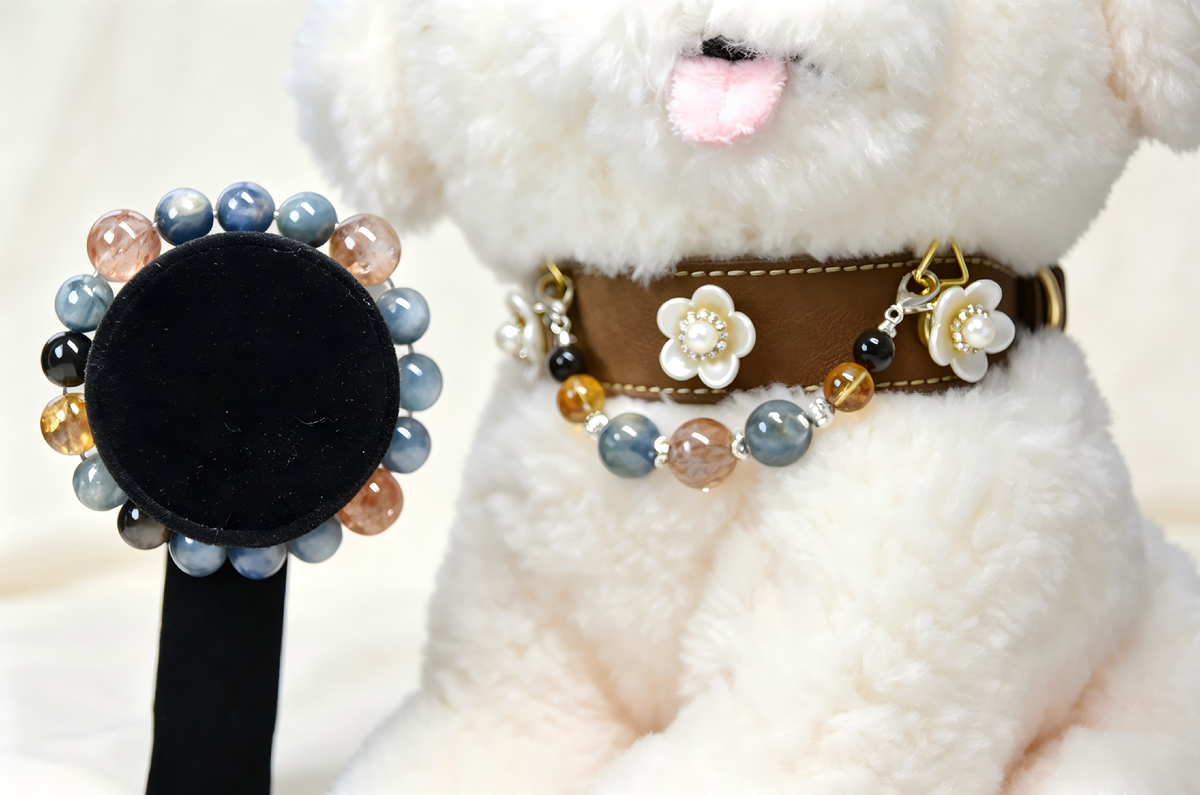 Vintage Floral Pet Collar & Matching Human Bracelet Set