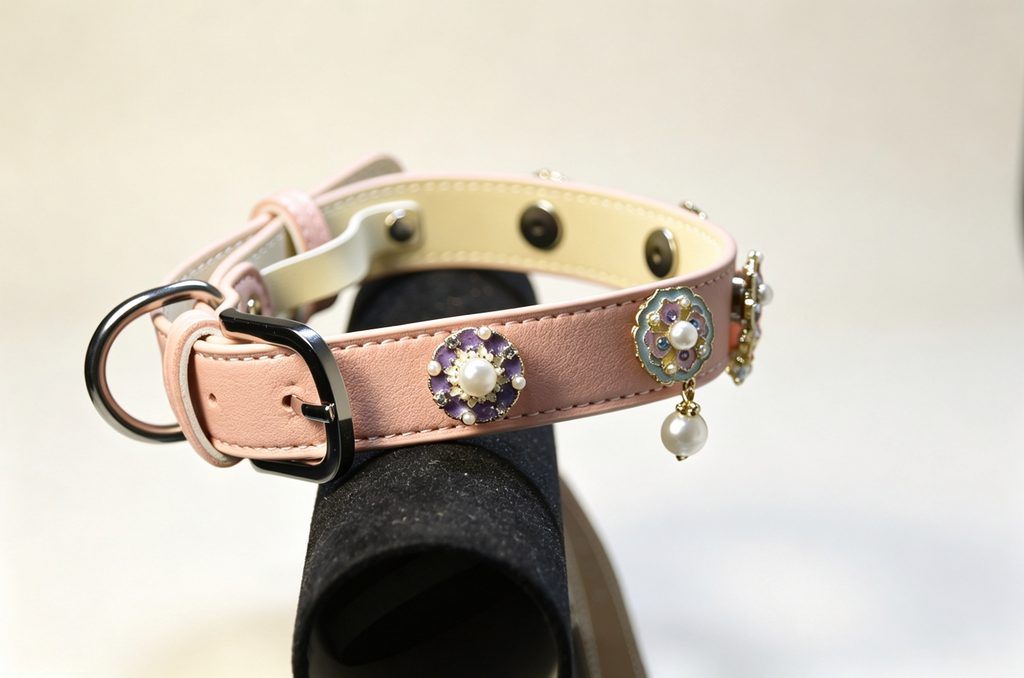 Vintage Gem Pearl Dog Collar, Luxury Royal‑Style Pet Collar
