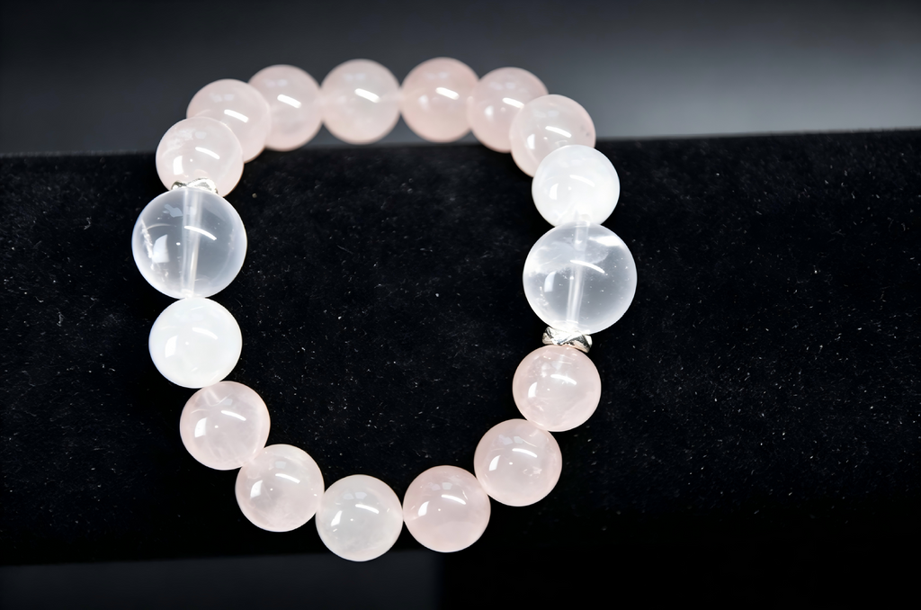 Matching Human & Pet Sakura Collar Set, Rose Quartz Beaded Jewelry