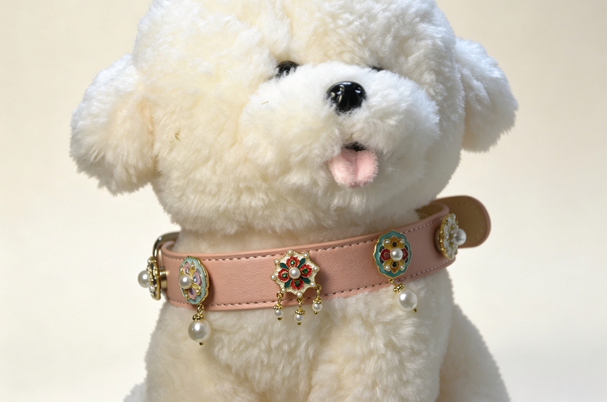 Vintage Gem Pearl Dog Collar, Luxury Royal‑Style Pet Collar