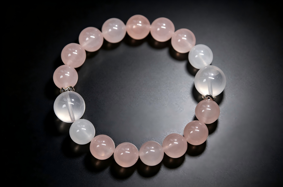 Matching Human & Pet Sakura Collar Set, Rose Quartz Beaded Jewelry