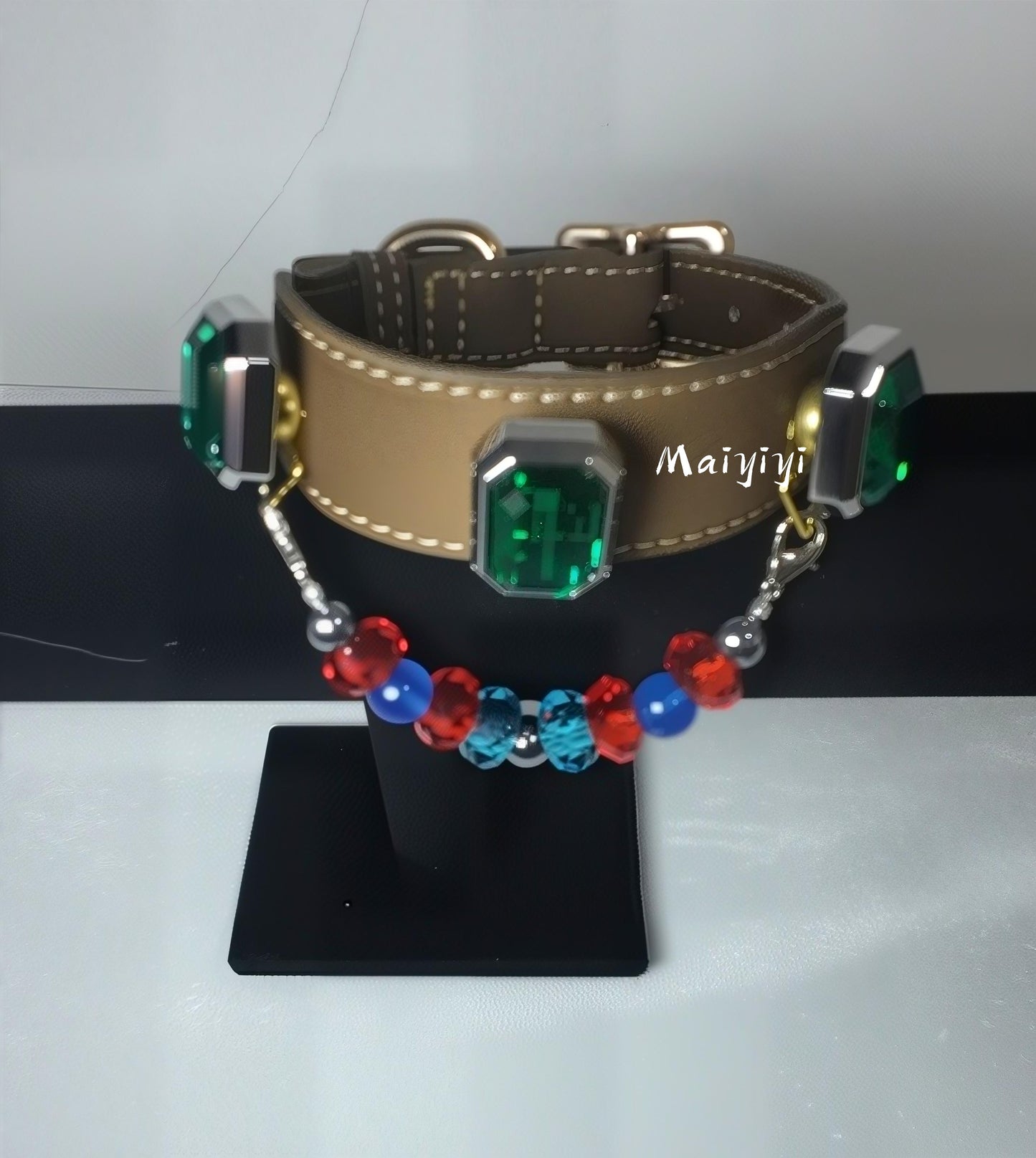 DIY Pet Crystal Gem Collar | Interchangeable Crystals & Accessories. Package Contains 1 Collar + 1 Set of Accessories & Crystals
